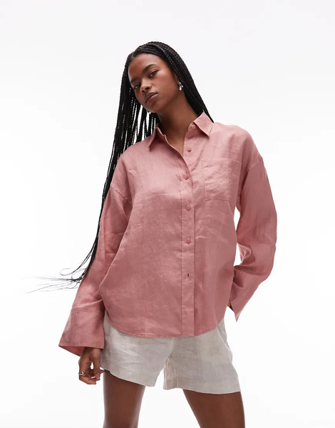  Arket Camisa Rosa Extragrande De Lino De Arket 