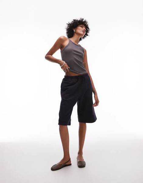  Arket Pantalones Cortos Azul Oscuro Estilo Bermudas Con Cordón Ajustable De Punto Liso De Arket-azul Marino 