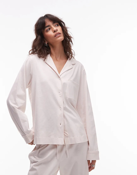  Arket Top De Pijama Beis Abotonado De Manga Larga Con Ribetes Blancos En Contraste De Algodón Mix & Match De Arket-neutro 