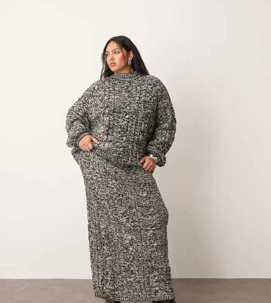  Arrange Falda Midi Monocromática De Corte Recto De Punto De Ochos De Arrange Curve (parte De Un Conjunto)-negro 
