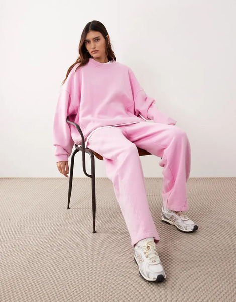  Arrange Joggers De Corte Barrel Con Lavado ácido Y Detalle De Costura De Tejido Grueso De Arrange (parte De Un Conjunto)-rosa 