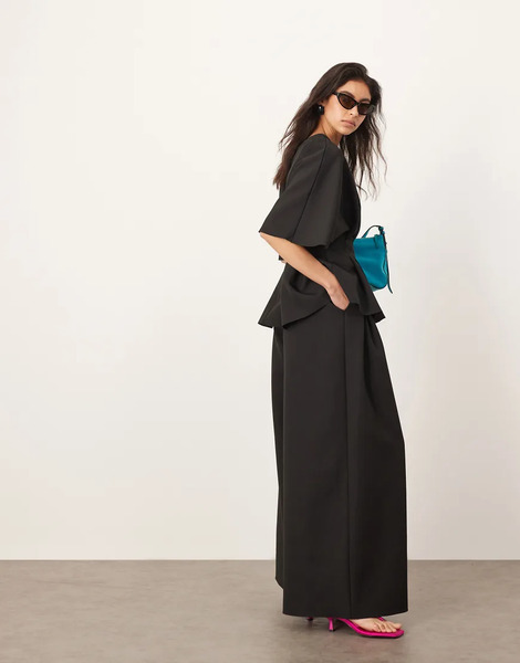  Arrange Pantalones De Sastre Negros De Pernera Ancha Con Cinturilla Plisada De Arrange (parte De Un Conjunto) 