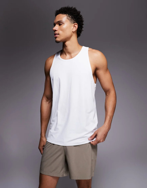  Asos Camiseta Deportiva Blanca De Tirantes Con Espalda De Nadador De Malla De Secado Rápido Icon De 4505-blanco 