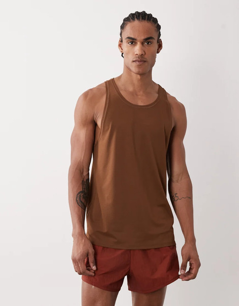  Asos Camiseta Deportiva Marrón De Tirantes Con Espalda De Nadador De Malla De Secado Rápido Icon De 4505-brown 