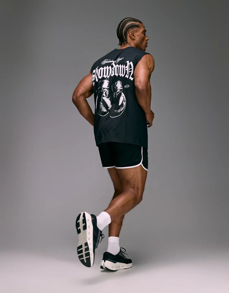  Asos Camiseta Deportiva Negra Extragrande Sin Mangas Para Entrenamiento De Fuerza Con Gráfico De Boxeo Y Acabado De Secado Rápido De Algodón De 4505-negro 