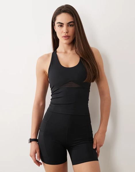  Asos Camiseta Deportiva Negra Sin Mangas Con Sujetador Push Up Integrado Y Detalle De Malla De 4505-negro 