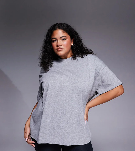  Asos Camiseta Gris Jaspeado Extragrande Con Acabado De Secado Rápido De Algodón Grueso Icon De 4505 Curve 