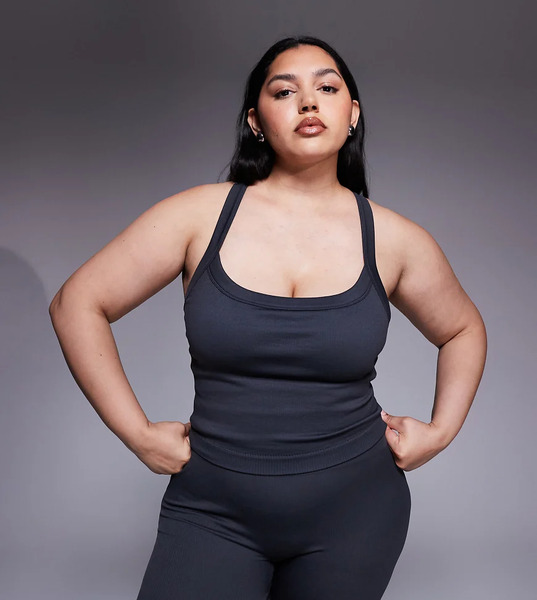  Asos Camiseta Gris'sílex Moldeadora De Tirantes Sin Costuras Con Sujetador Integrado Y Tirantes Regulables De 4505 Curve 