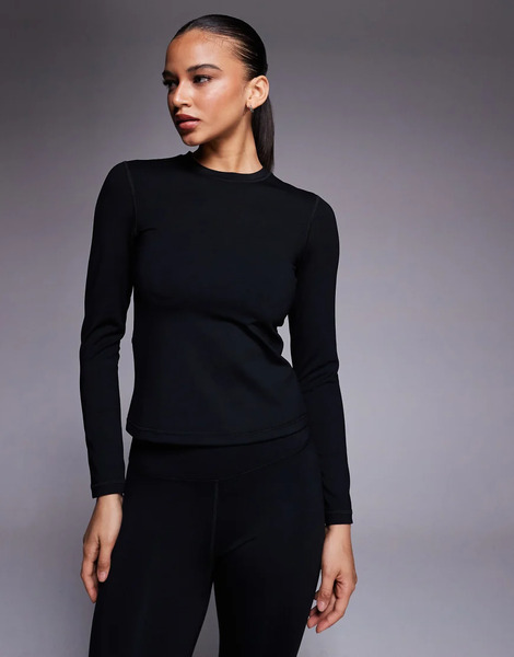  Asos Camiseta Interior Negra De Manga Larga Con Interior Afelpado Y Tratamiento Térmico Ski De 4505-negro 