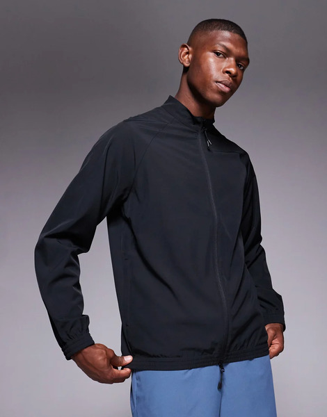  Asos Chaqueta De Chándal Negra Para Calentamiento Con Bolsillos Con Cremallera De Tejido Liso De 4505-negro 