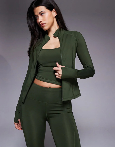  Asos Chaqueta Deportiva Caqui Moldeador De Manga Larga Con Cremallera Y Bolsillos Con Cremallera Icon De 4505-verde 