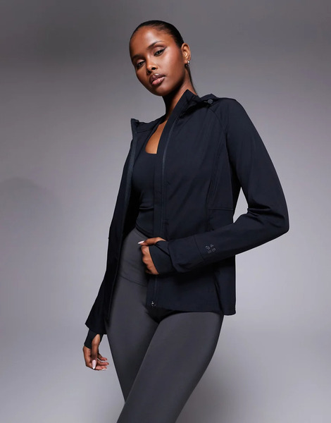  Asos Chaqueta Negra Impermeable De Corte Slim Para Correr Con Capucha Y Bolsillos Con Cremallera De 4505-negro 
