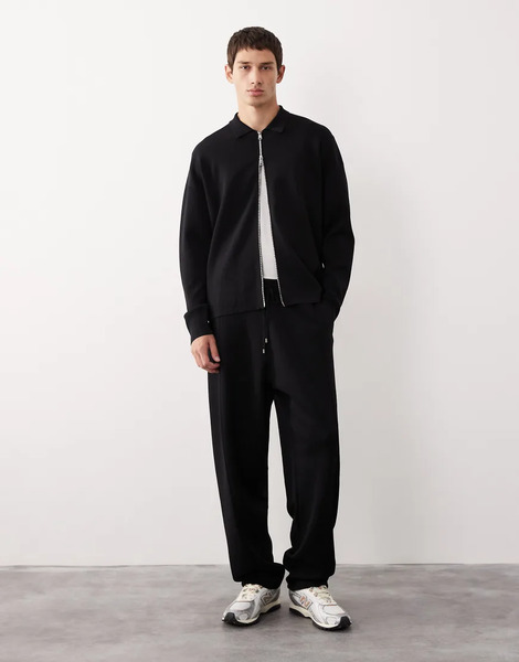  Asos Collective Cárdigan Negro Holgado Con Cremallera De Punto Compacto De Asos Collective (parte De Un Conjunto)-gris 