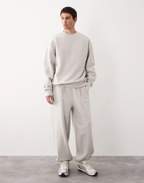  Asos Collective Joggers Gris Jaspeado Con Bajos Ajustados Distintivos De Tejido Muy Grueso De Asos Collective Ac-b-2571 