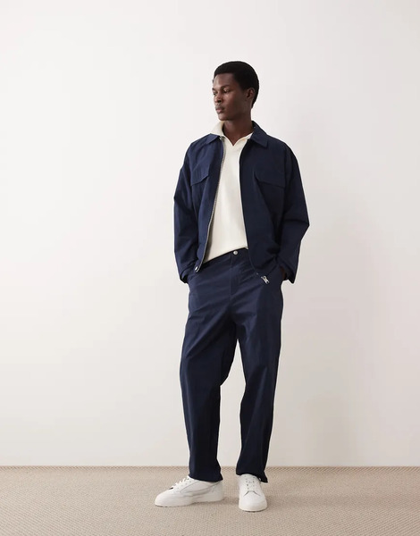 Asos Collective Pantalones Chinos Azul Marino De Corte Carrot De Mezcla De Algodón Y Nailon De Asos Collective Ac-b-252 (parte De Un Conjunto) 