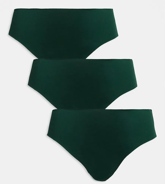 Asos Curve Pack De 3 Braguitas Brasileñas Verde Bosque De Tejido Efecto Invisible Y Encaje De Asos Design Curve-multicolor 