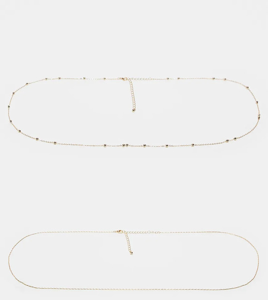  Asos Curve Pack De 2 Cadenas Para El Vientre Doradas Con Eslabones Variados Con Esferas De Asos Design Curve-dorado 