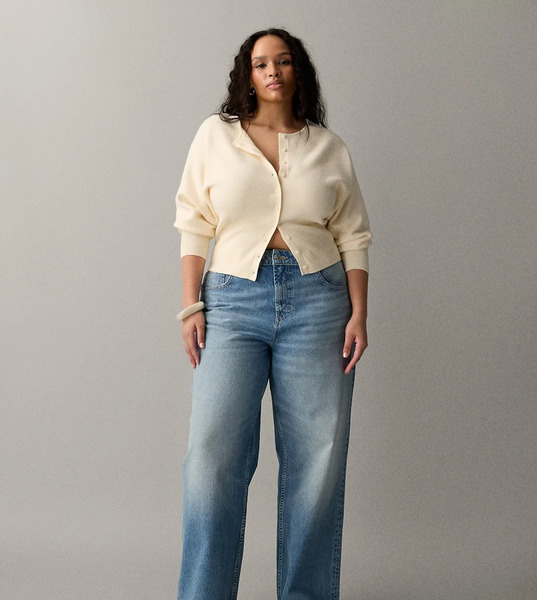  Asos Curve Vaqueros Dad De Pernera Ancha Con Lavado Medio Auténtico De Asos Design Circular Design Collection Curve-azul 