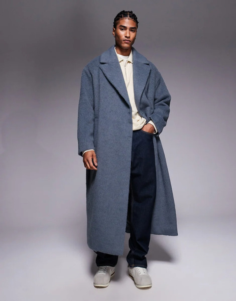  Asos Design Abrigo Gris De Efecto Lana De Asos Design 