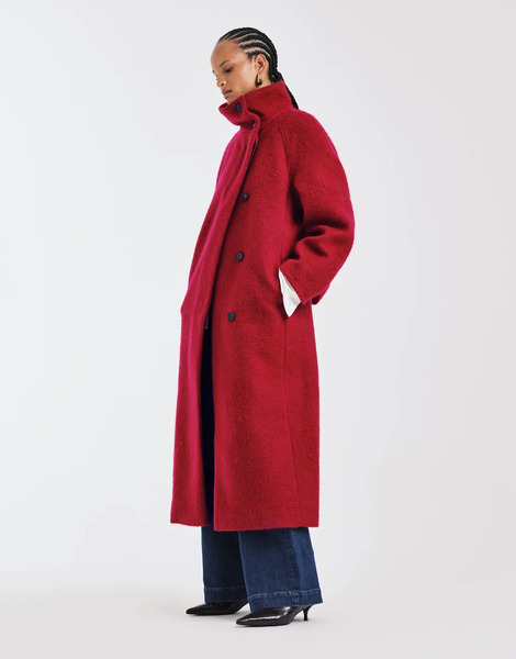  Asos Design Abrigo Rojo Extragrande Con Cuello Alzado De Tejido Cepillado De Mezcla De Lana Premium De Asos Design 