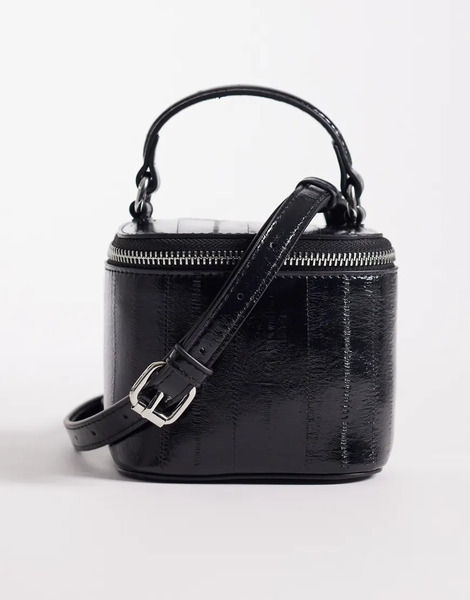  Asos Design Bandolera Negra Efecto Piel De Cocodrilo Estructurada Estilo Neceser De Tocador Con Asa Regulable De Asos Design-negro 