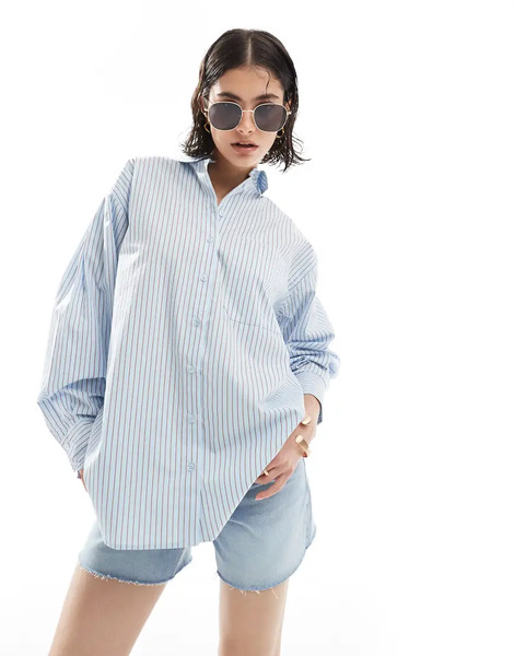  Asos Design Camisa Azul A Rayas Extragrande De Asos Design-multicolor 
