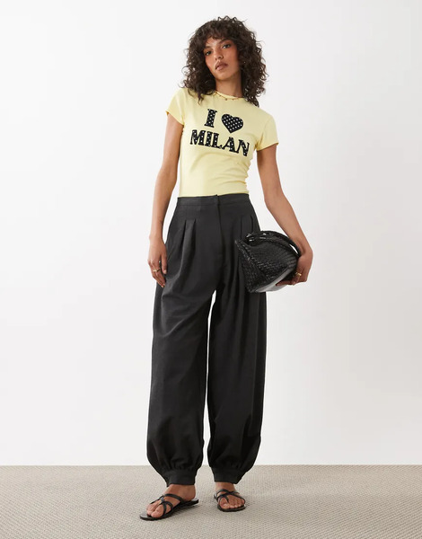  Asos Design Asos Design - Camiseta Amarillo Crema Con Diseño Encogido Y Aplicación De Texto i Heart Milan Con Lunares-multicolor 