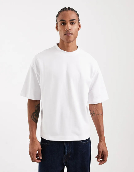  Asos Design Camiseta Blanca De Corte Cuadrado Extragrande De Tejido Muy Grueso De Asos Design Circular Design Collection-blanco 