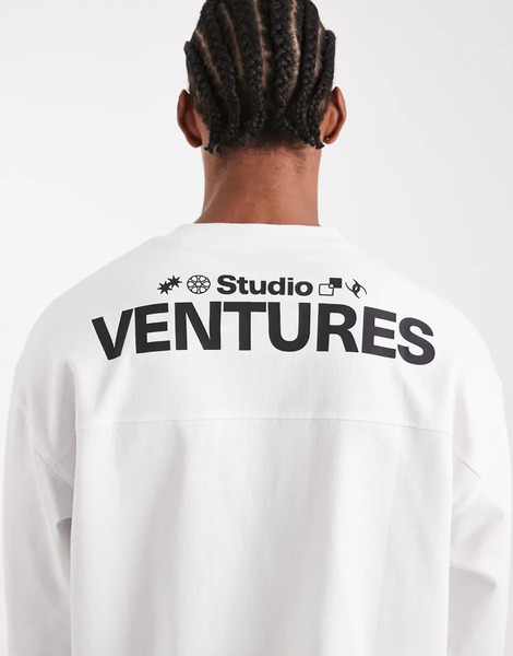  Asos Design Camiseta Blanca Extragrande Con Estampado Gráfico venture Studios De Tejido Muy Grueso De Asos Design Circular Design Collection-blanco 