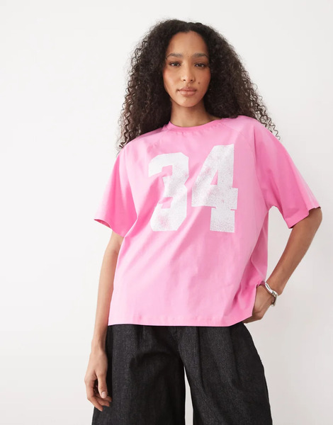  Asos Design Camiseta Rosa Claro Extragrande Con Mangas Raglán Y Estampado Gráfico Universitario 34 De Asos Design-multicolor 
