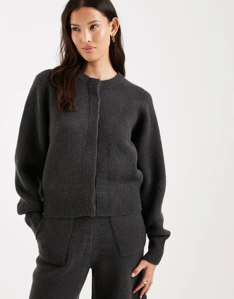 Asos Design Chaqueta Bomber De Estar Por Casa Gris Carbón Con Tapeta Oculta De Asos Design (parte De Un Conjunto) 