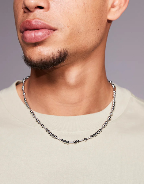  Asos Design Collar Plateado De Cuentas De Asos Design 