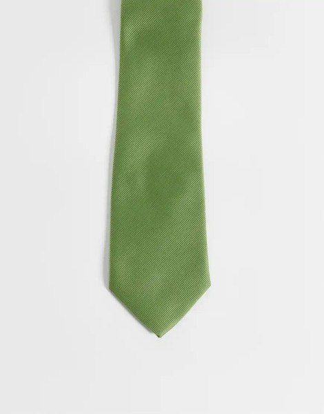  Asos Design Asos Design - Corbata Verde De Satén Texturizado 