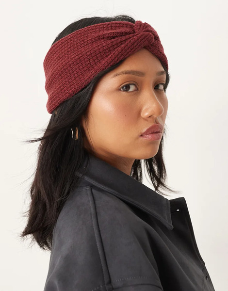  Asos Design Diadema Burdeos De Punto Texturizado De Asos Design-rojo 