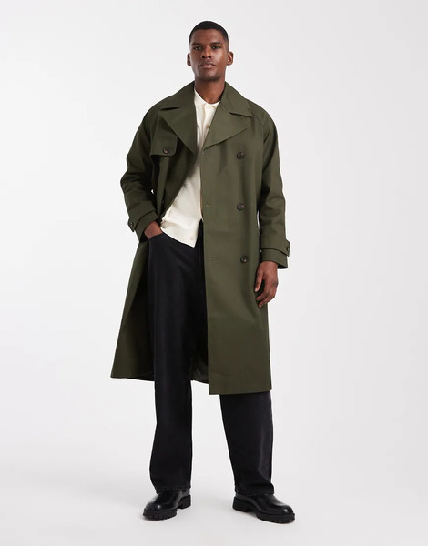 Asos Design Gabardina Caqui Extragrande De Asos Design-verde 