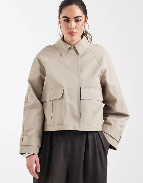 Asos Design Gabardina Color Piedra Claro Con Bolsillos Utilitarios, Capa Trasera Y Acabado Impermeable De Tejido Con Algodón De Asos Design-brown 