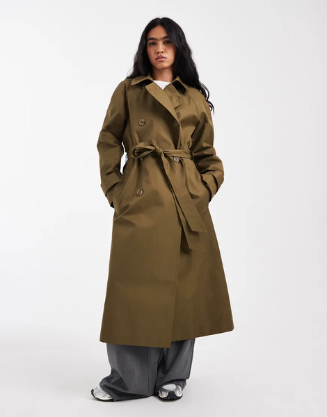  Asos Design Gabardina Larga Caqui Impermeable De Asos Design-verde 