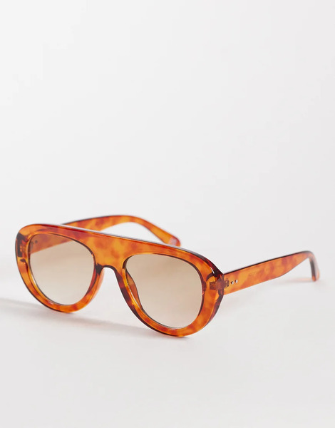  Asos Design Gafas De Sol Color ámbar Miel Efecto Carey De Estilo Aviador Redondeado Con Lentes Marrones Degradadas De Asos Design-brown 