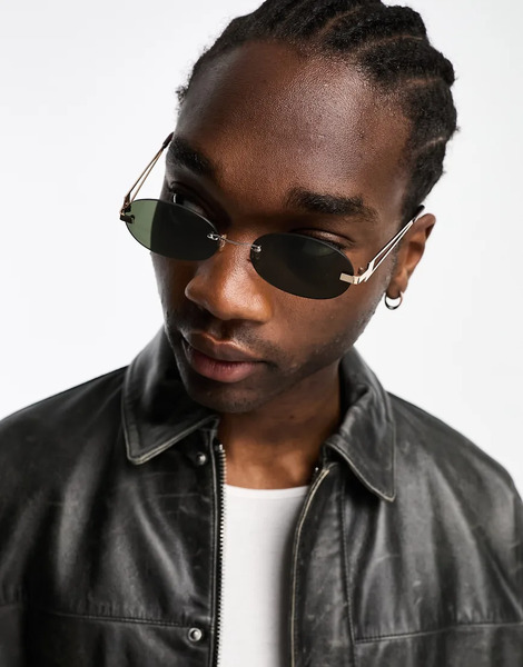  Asos Design Gafas De Sol Doradas Ovaladas Con Montura Al Aire, Detalles Efecto Carey Y Lentes Ahumadas De Asos Design-dorado 