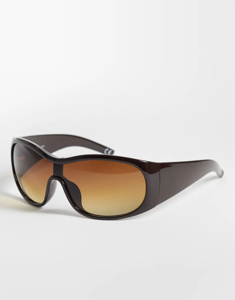  Asos Design Asos Design - Gafas De Sol Marrón Transparente Extragrandes De Estilo Aviador Con Lentes Marrones-negro 