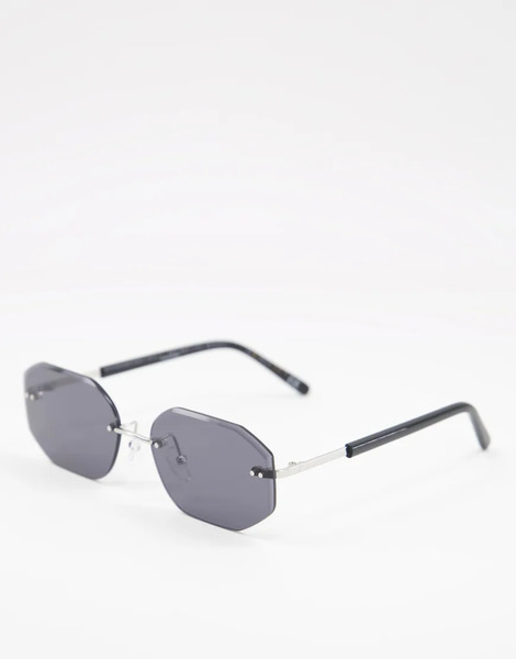  Asos Design Gafas De Sol Negras De Montura Al Aire De Metal Con Lentes Negras De Estilo Años 90 De Asos Design-negro 