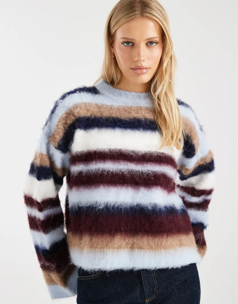  Asos Design Jersey A Rayas Difuminadas Extragrande De Punto De Asos Design-multicolor 