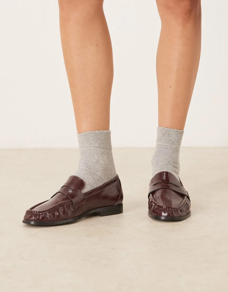  Asos Design Mocasines Burdeos Con Detalles Fruncidos Minnie De Asos Design-rojo 