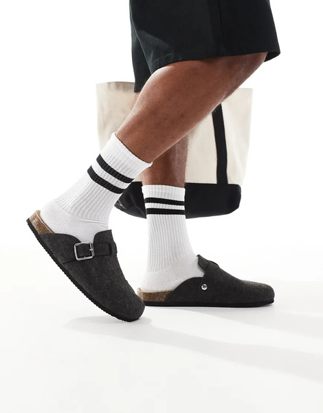  Asos Design Mocasines Grises Estilo Mules De Fieltro De Asos Design 