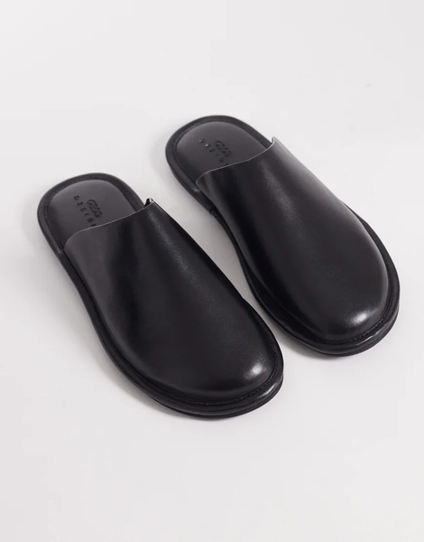 Asos Design Mules Negros De Cuero De Asos Design 