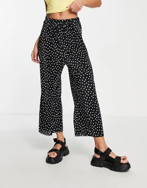  Asos Design Pantalones Culotte Monocromáticos Plisados De Pernera Ancha Con Estampado De Lunares De Asos Design-multicolor 