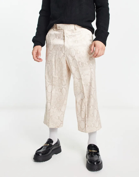  Asos Design Pantalones De Vestir Color Piedra Estilo Culotte De Pernera Ancha Con Estampado De Serpiente De Asos Design-beis Neutro 