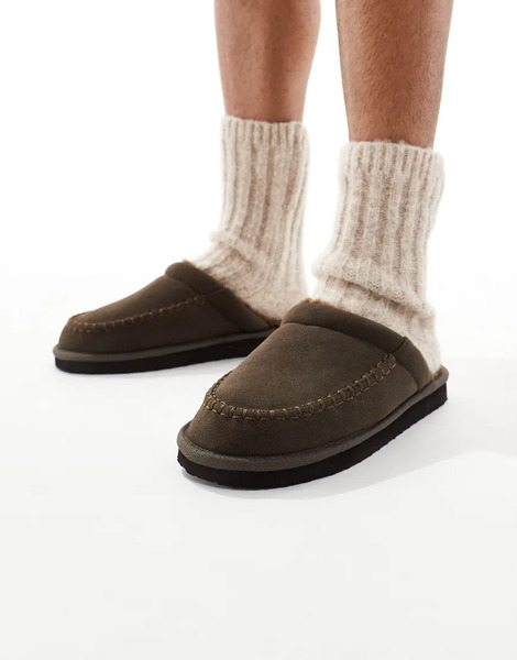  Asos Design Pantuflas Marrones Estilo Mules Con Forro Afelpado De Asos Design-brown 