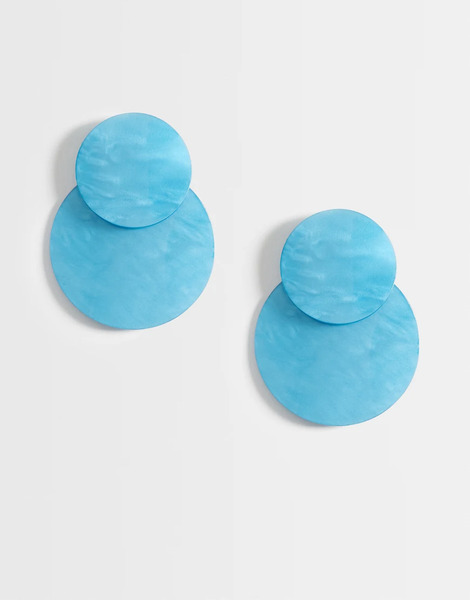  Asos Design Asos Design - Pendientes Azules Con Diseño De Disco Doble Efecto Concha 