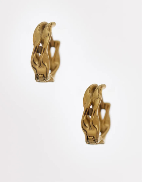  Asos Design Pendientes De Aro Pequeños Dorados Con Diseño De Dos Hileras Retorcido De Acero Inoxidable Resistente Al Agua De Asos Design 